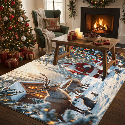 Christmas Area Rug Santa’s Woodland Wonder