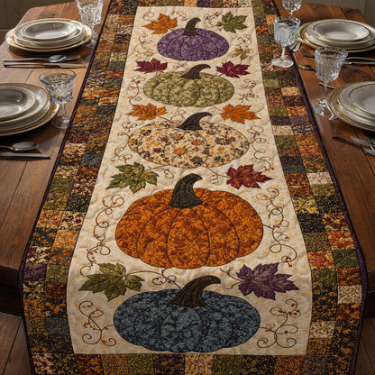 Fall Pumpkin Patchwork Quilted Table Runner