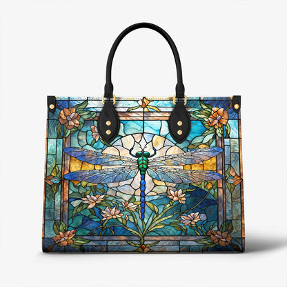 Drafonfly Leather Handbag Dragonfly Grace In Stained Glass