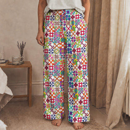 Sewing Lover Lounge Pants Colorful Quilt Blocks