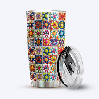 Sewing Lover 20 oz Tumbler Colorful Star Quilt Blocks