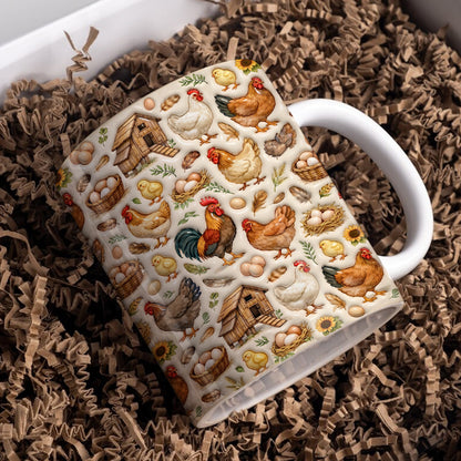 Chicken Ceramic Mug Farmhouse Chicken Harvest