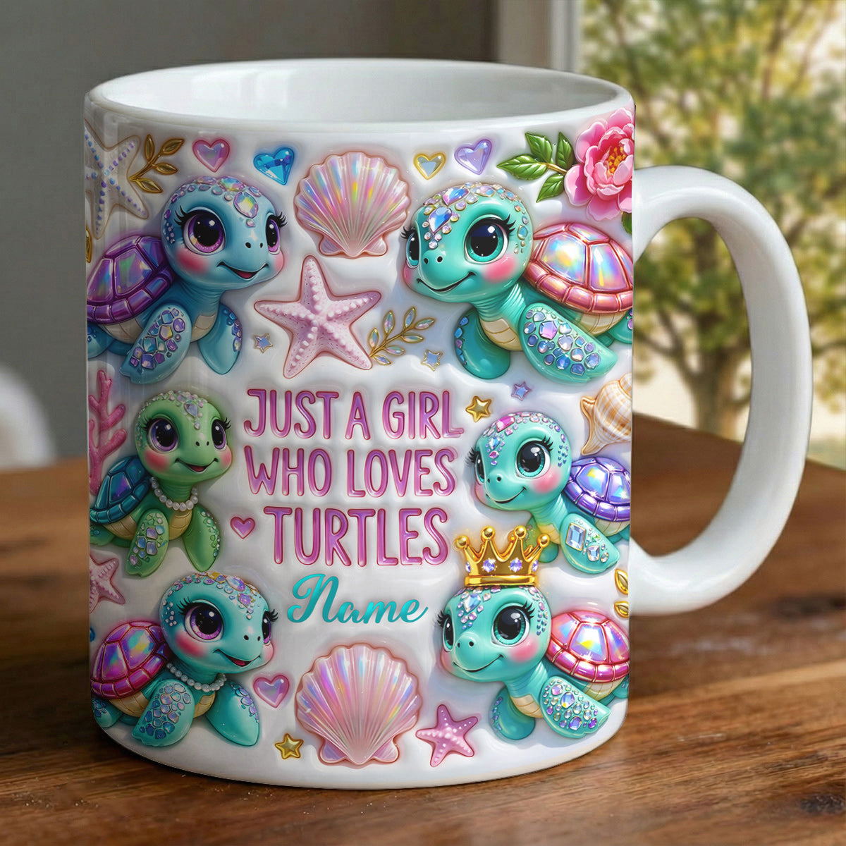 Sea Turtle Ceramic Mug Personalized Just A Girl Who Loves Turtles