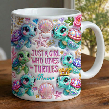 Sea Turtle Ceramic Mug Personalized Just A Girl Who Loves Turtles