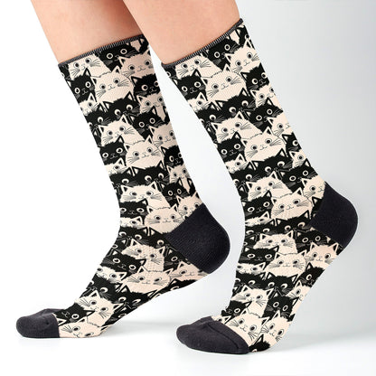 Cat Crew Socks Cute Fat Cats