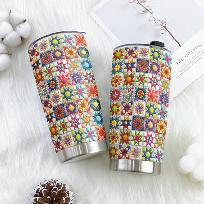 Sewing Lover 20 oz Tumbler Colorful Star Quilt Blocks