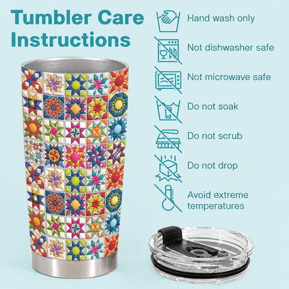 Sewing Lover 20 oz Tumbler Colorful Star Quilt Blocks