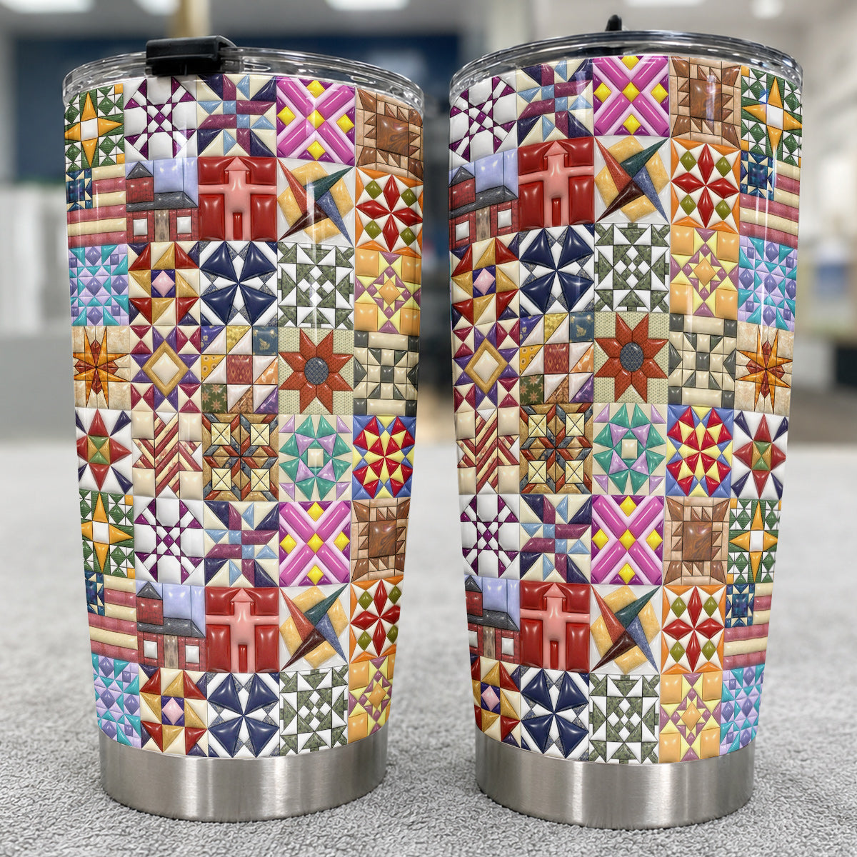 Sewing Lover 20 oz Tumbler Quilt Blocks