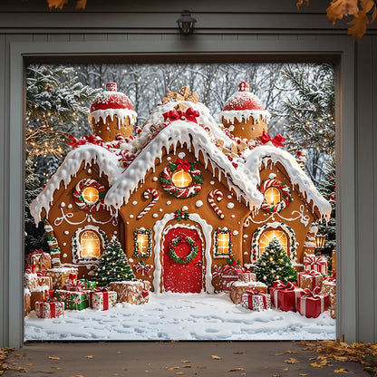 Christmas Garage Door Banner Decoration - Enchanted Gingerbread Wonderland