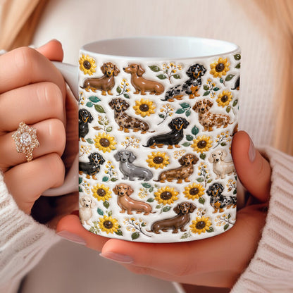 Dachshund 11Oz Mug Dachshunds Among Sunflowers