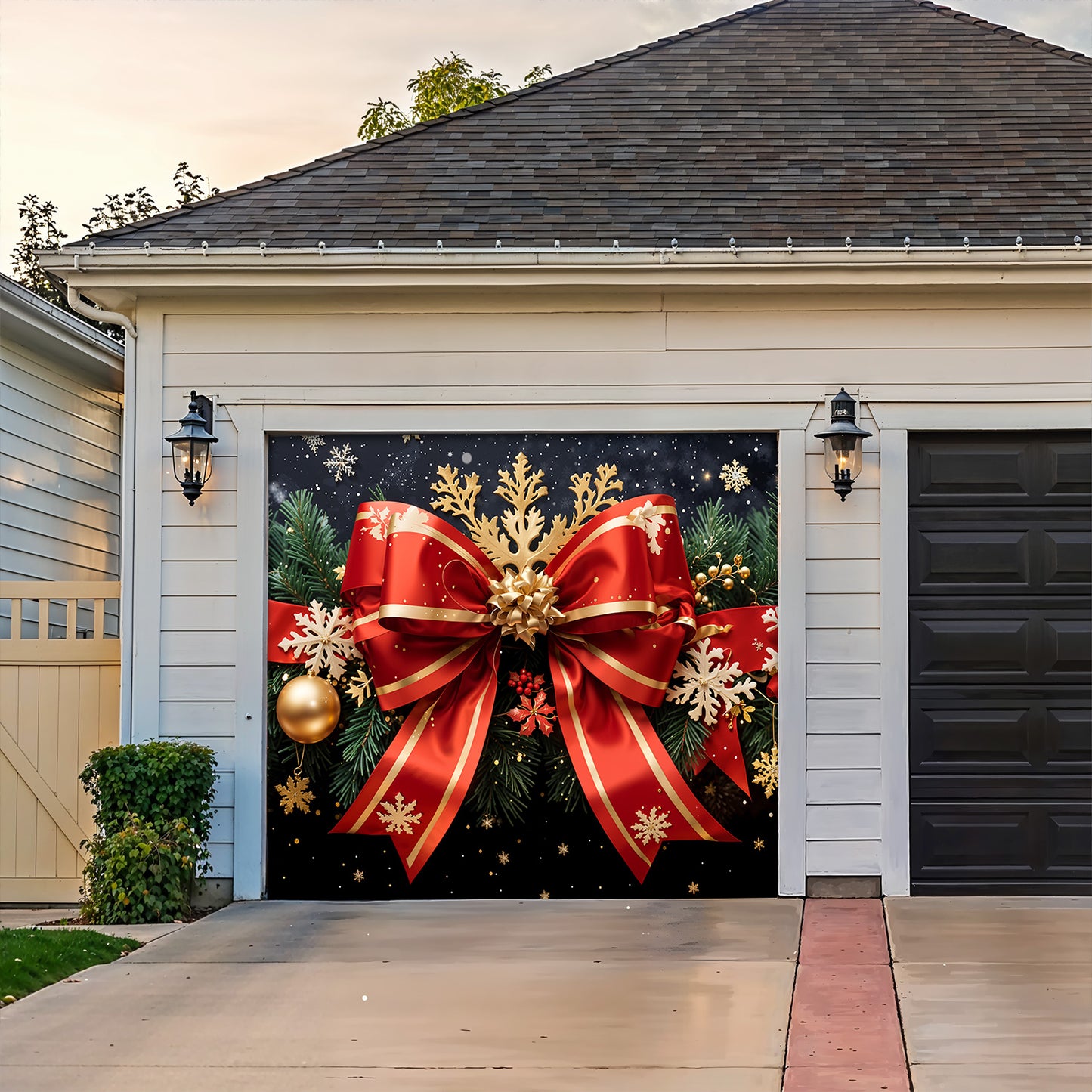 Christmas Garage Door Banner Decoration - Red Ribbon Magic Wrapped in Joy