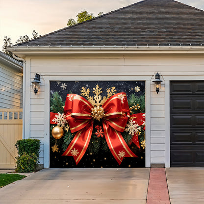 Christmas Garage Door Banner Decoration - Red Ribbon Magic Wrapped in Joy