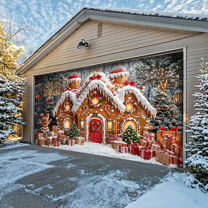 Christmas Garage Door Banner Decoration - Enchanted Gingerbread Wonderland