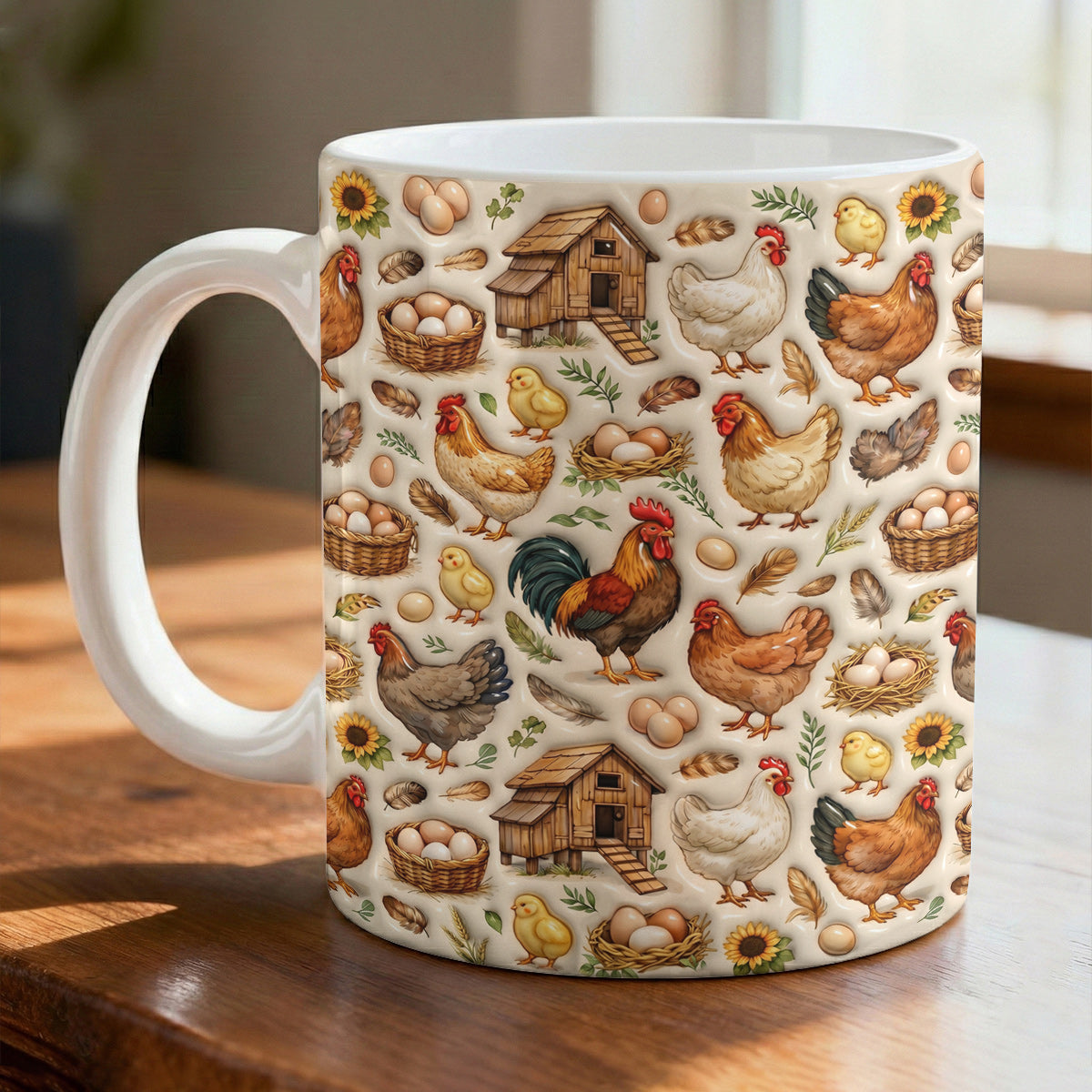Chicken Ceramic Mug Farmhouse Chicken Harvest