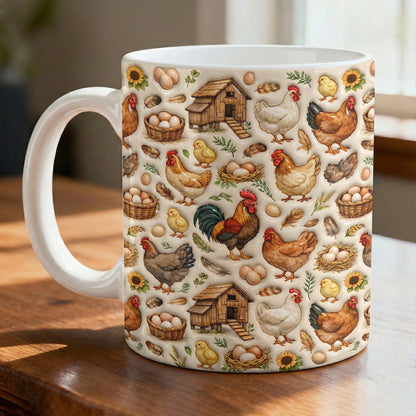 Chicken Ceramic Mug Farmhouse Chicken Harvest