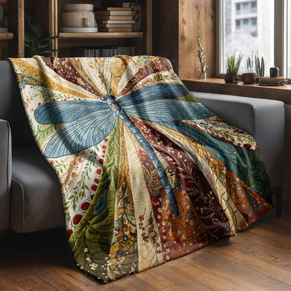 Boho Dragonfly Fleece Blanket Dragonfly in Bloom