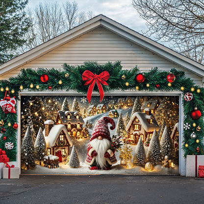Christmas Garage Door Banner Decoration - Gnome of the Enchanted Christmas Village