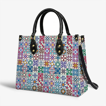 Sewing Lover Leather Handbag Traditional Quilt Blocks