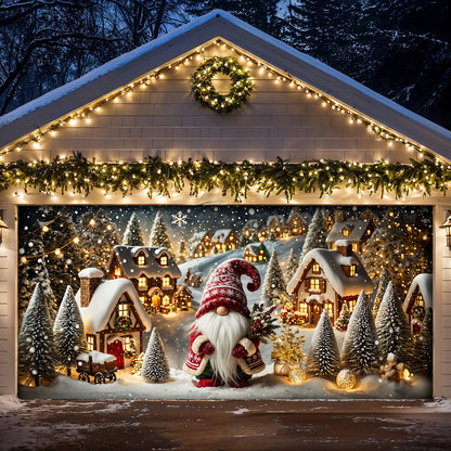Christmas Garage Door Banner Decoration - Gnome of the Enchanted Christmas Village