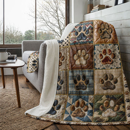 Dog Fleece Blanket Cozy Patchwork Paws