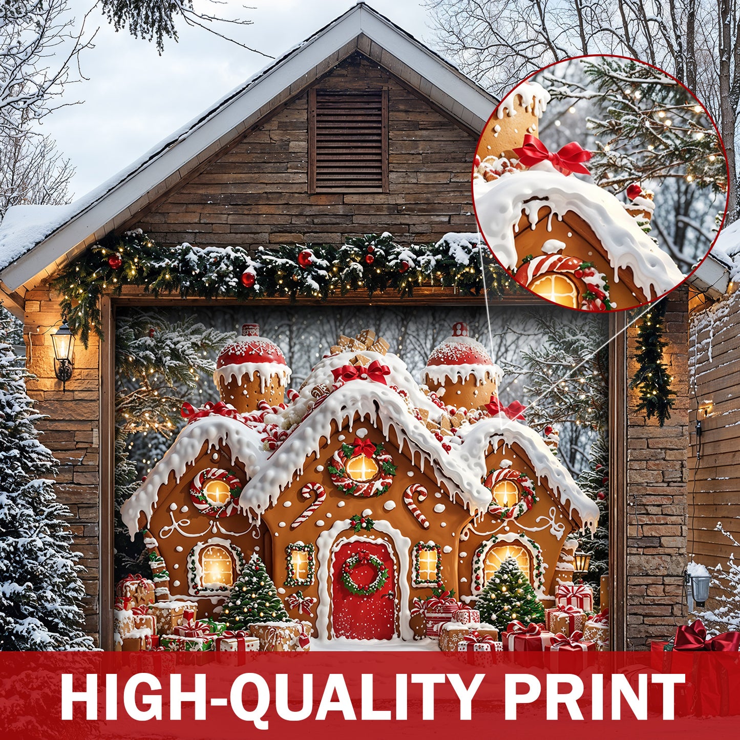 Christmas Garage Door Banner Decoration - Enchanted Gingerbread Wonderland