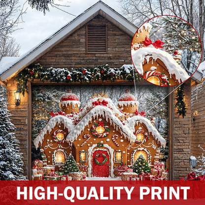 Christmas Garage Door Banner Decoration - Enchanted Gingerbread Wonderland