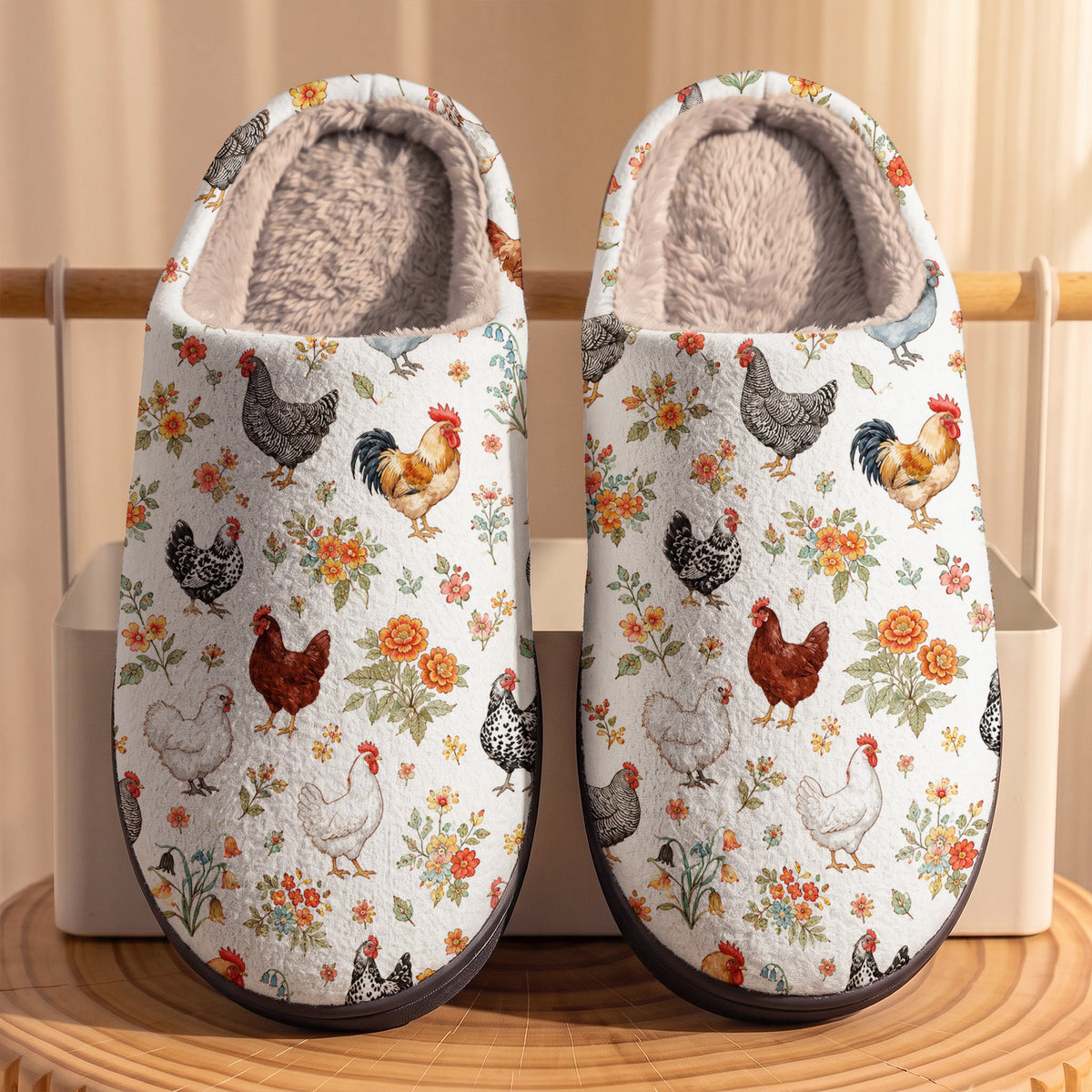 Chicken PB Fleece Lined Slippers Country Coop Comfort