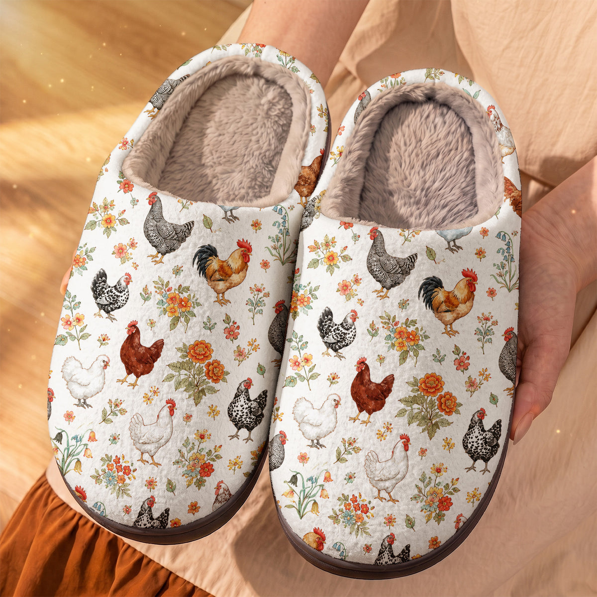 Chicken PB Fleece Lined Slippers Country Coop Comfort