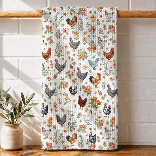 Chicken Kitchen Towel Floral Chicken