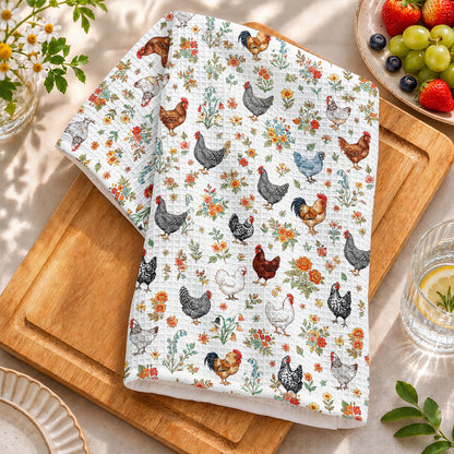 Chicken Kitchen Towel Floral Chicken