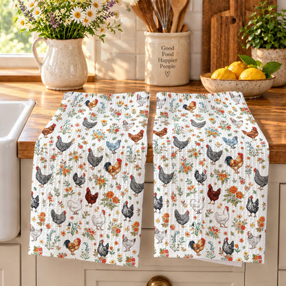 Chicken Kitchen Towel Floral Chicken