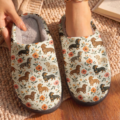 Dachshund Fleece Lined Slippers Dachshund & Wildflower