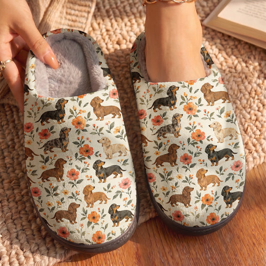 Dachshund Fleece Lined Slippers Dachshund & Wildflower
