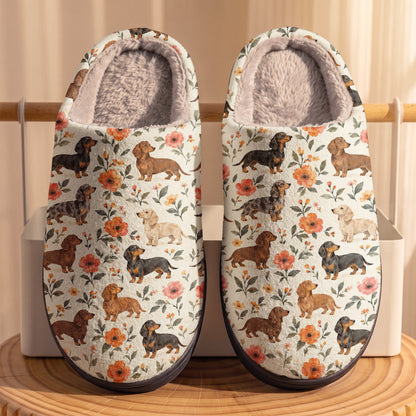 Dachshund Fleece Lined Slippers Dachshund & Wildflower
