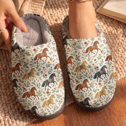 Horse Fleece Lined Slippers Wildflower Equestrian