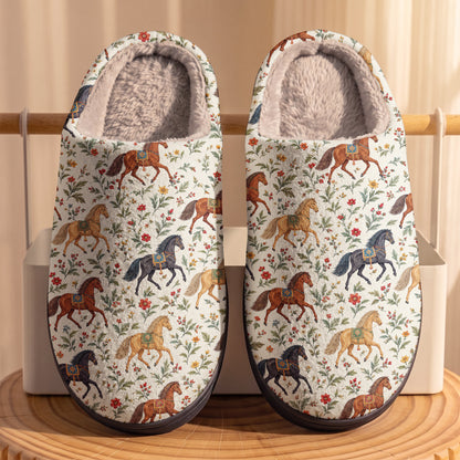 Horse Fleece Lined Slippers Wildflower Equestrian