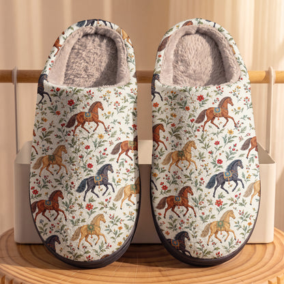 Horse Fleece Lined Slippers Wildflower Equestrian