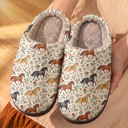 Horse Fleece Lined Slippers Wildflower Equestrian