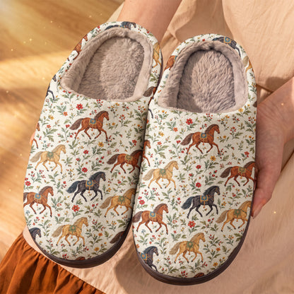 Horse Fleece Lined Slippers Wildflower Equestrian
