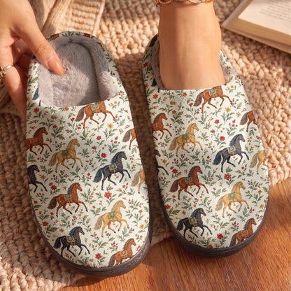 Horse Fleece Lined Slippers Wildflower Equestrian