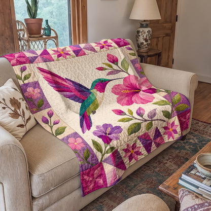 Hummingbird Quilted Blanket Hummingbird Garden Bloom