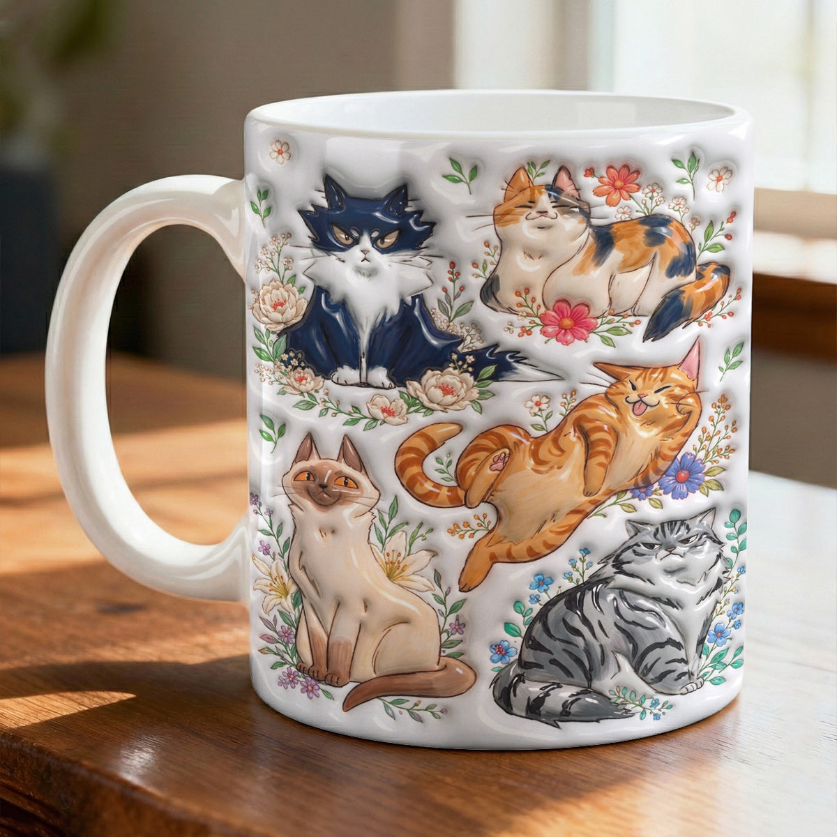 Cat Ceramic Mug Garden Cats