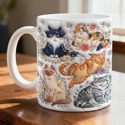 Cat Ceramic Mug Garden Cats