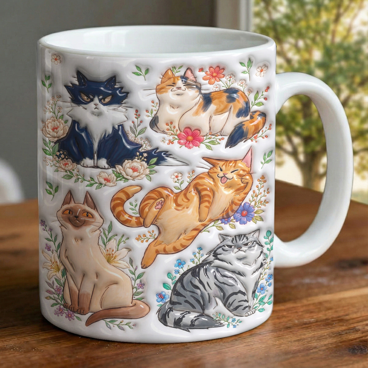 Cat Ceramic Mug Garden Cats