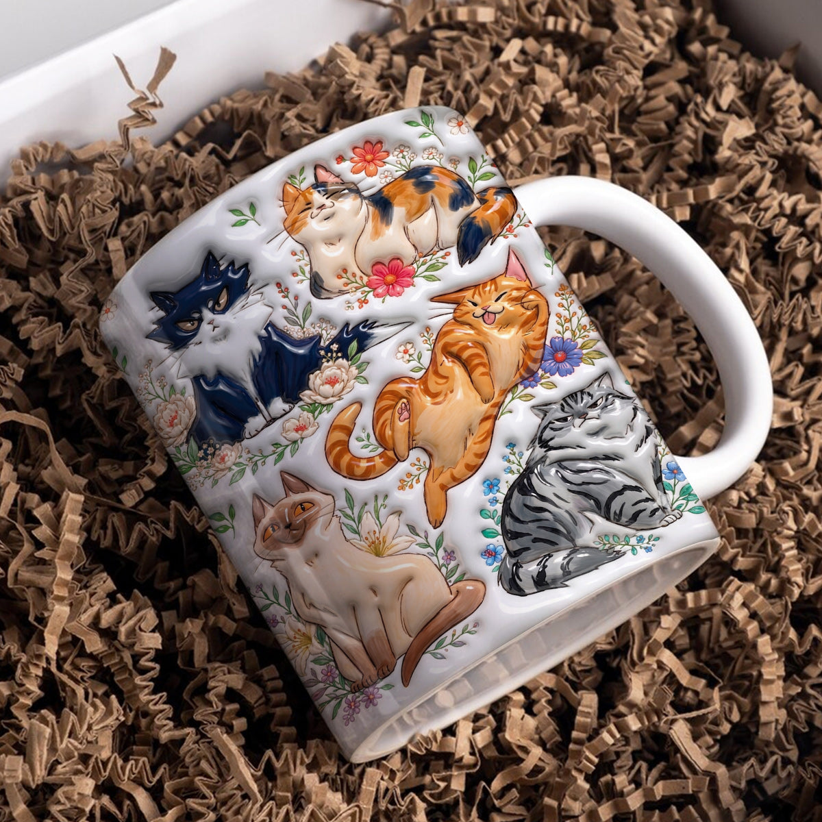 Cat Ceramic Mug Garden Cats