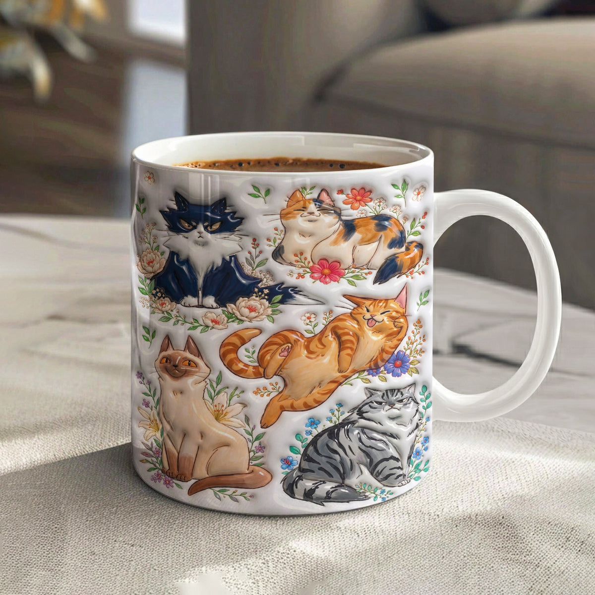 Cat Ceramic Mug Garden Cats