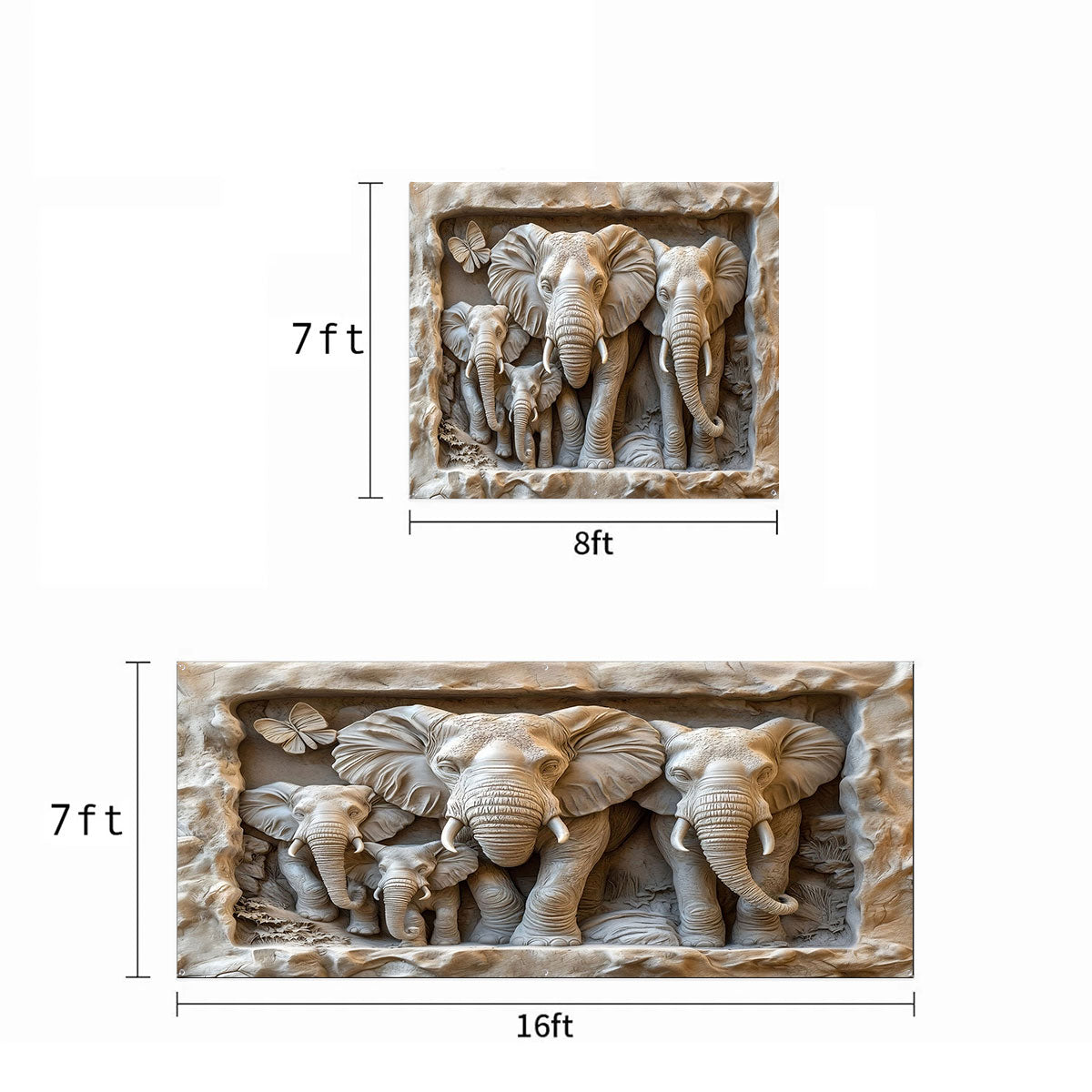 Elephant Family Garage Door Banner Decoration - Elephant Home Rhythm