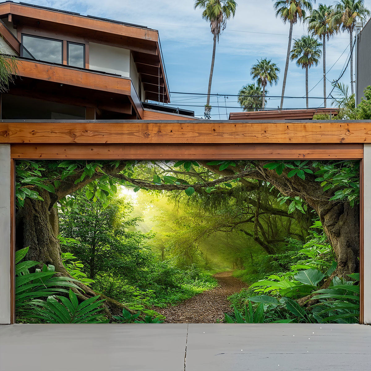 Nature & Forest Garage Door Banner Decoration - The Evergreen Gateway
