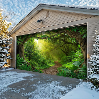 Nature & Forest Garage Door Banner Decoration - The Evergreen Gateway