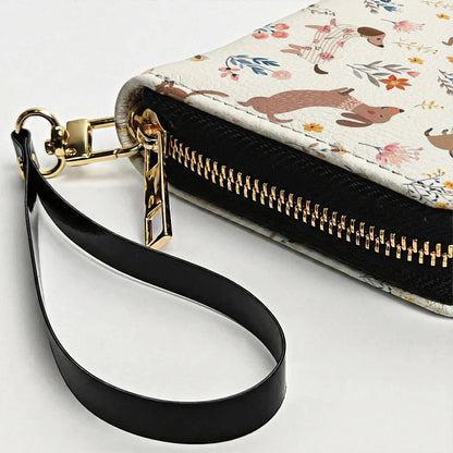 Dachshund Leather Wallet Happy Field Flowers